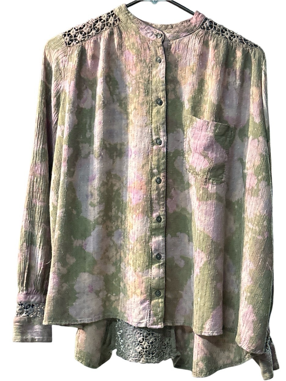 Free People Long Sleeve Blouse Tie Dyed